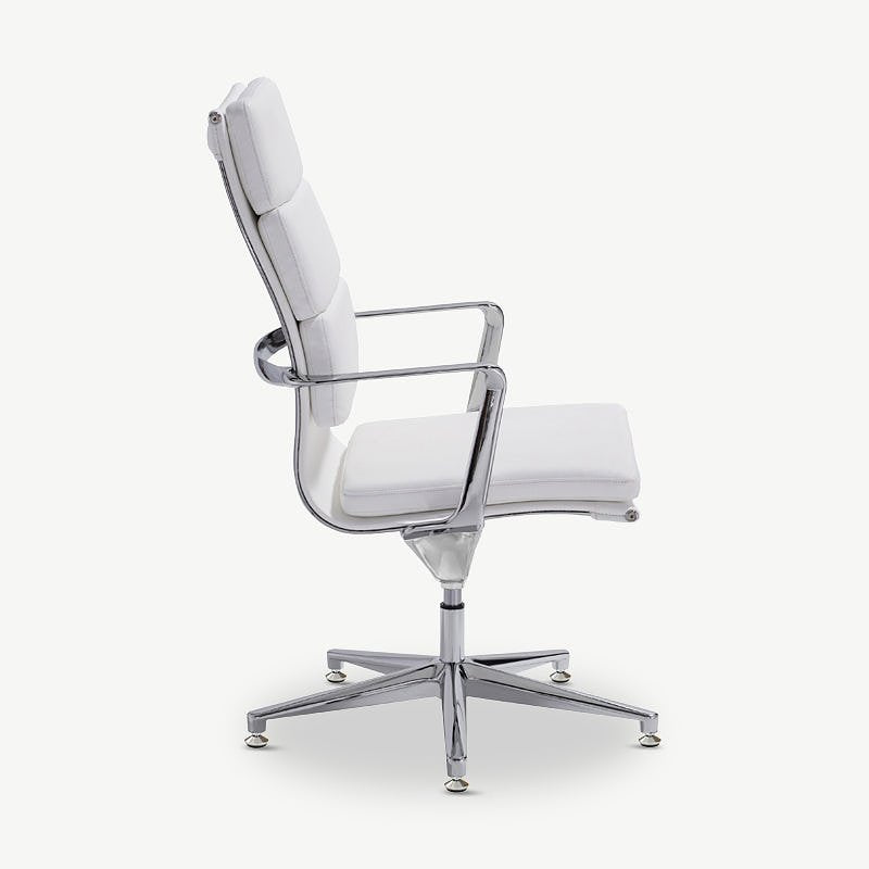 Levi Conference Chair, White Leather & Chrome