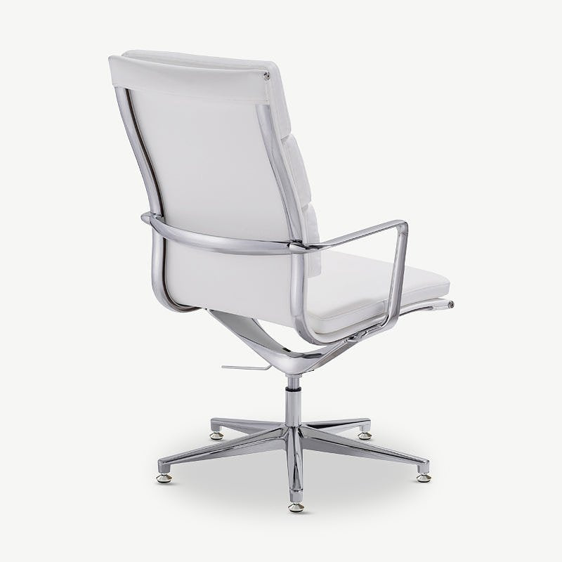Levi Conference Chair, White Leather & Chrome