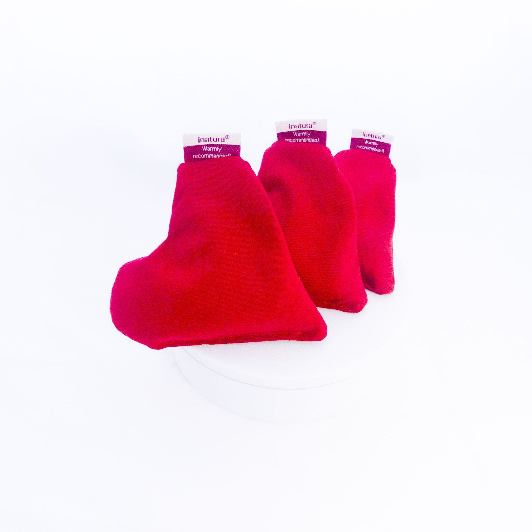 Little heart red - 3 hartvormige kersenpitkussentjes -  warmtekussentje voor microgolfoven