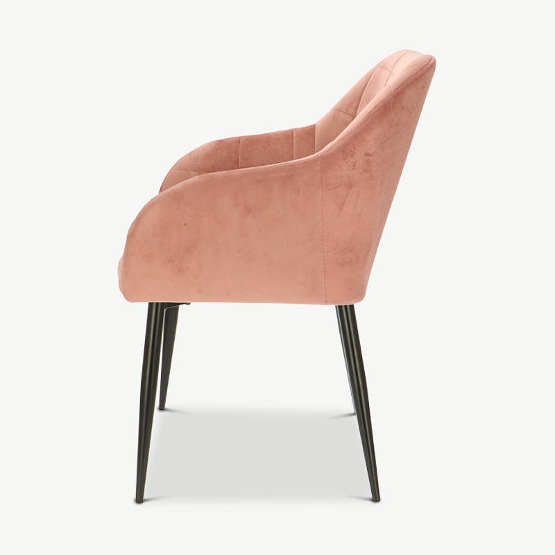 Luca Dining Chair, Pink Velvet & Black legs
