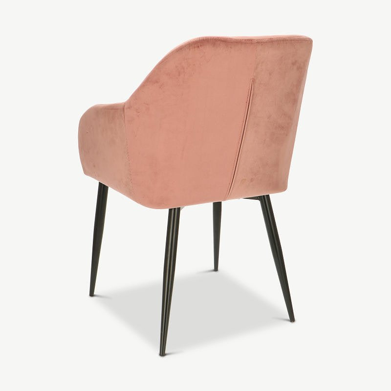 Luca Dining Chair, Pink Velvet & Black legs