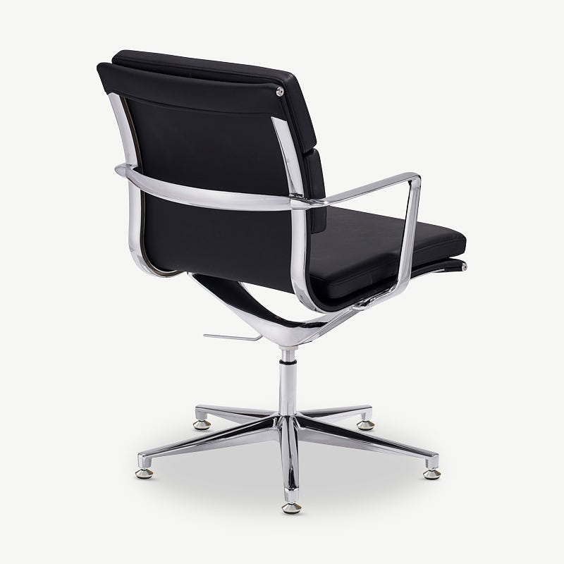 Lucas Conference Chair, Black Leather & Chrome