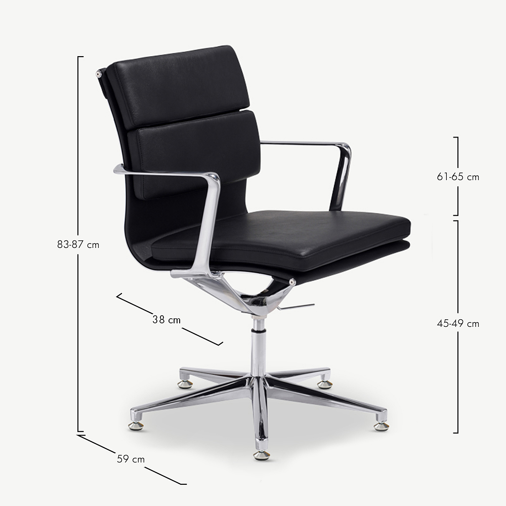 Lucas Conference Chair, Black Leather & Chrome