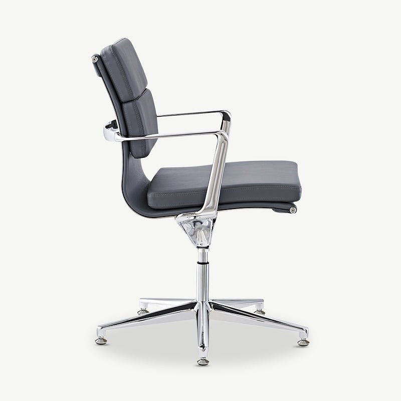 Lucas Conference Chair, Grey Leather & Chrome