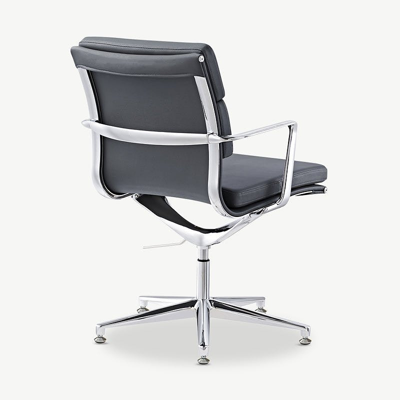 Lucas Conference Chair, Grey Leather & Chrome