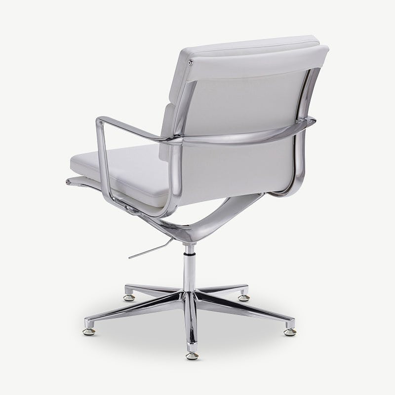Lucas Conference Chair, White Leather & Chrome