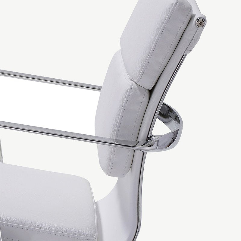 Lucas Conference Chair, White Leather & Chrome