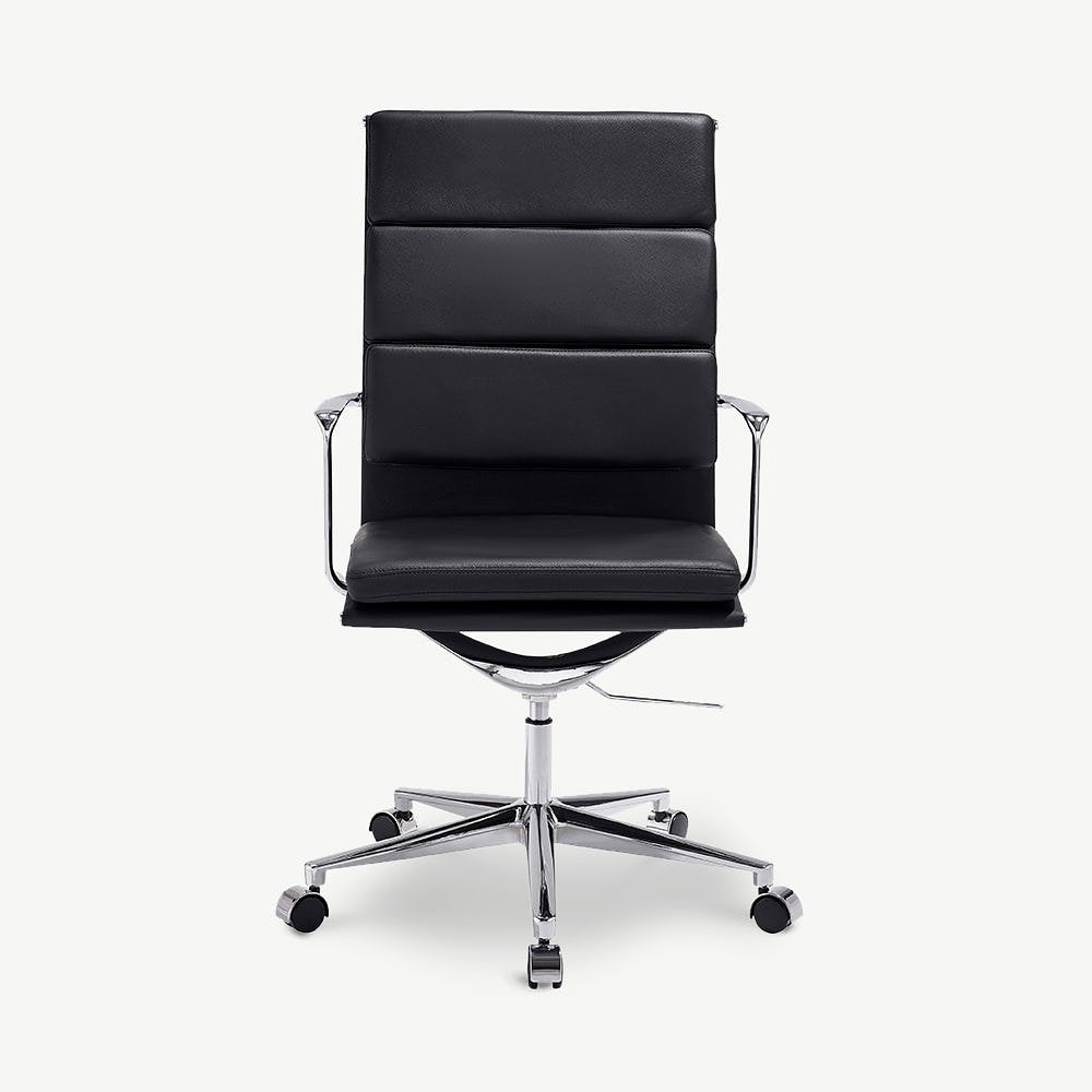 Maci Office Chair, Black Leather & Chrome