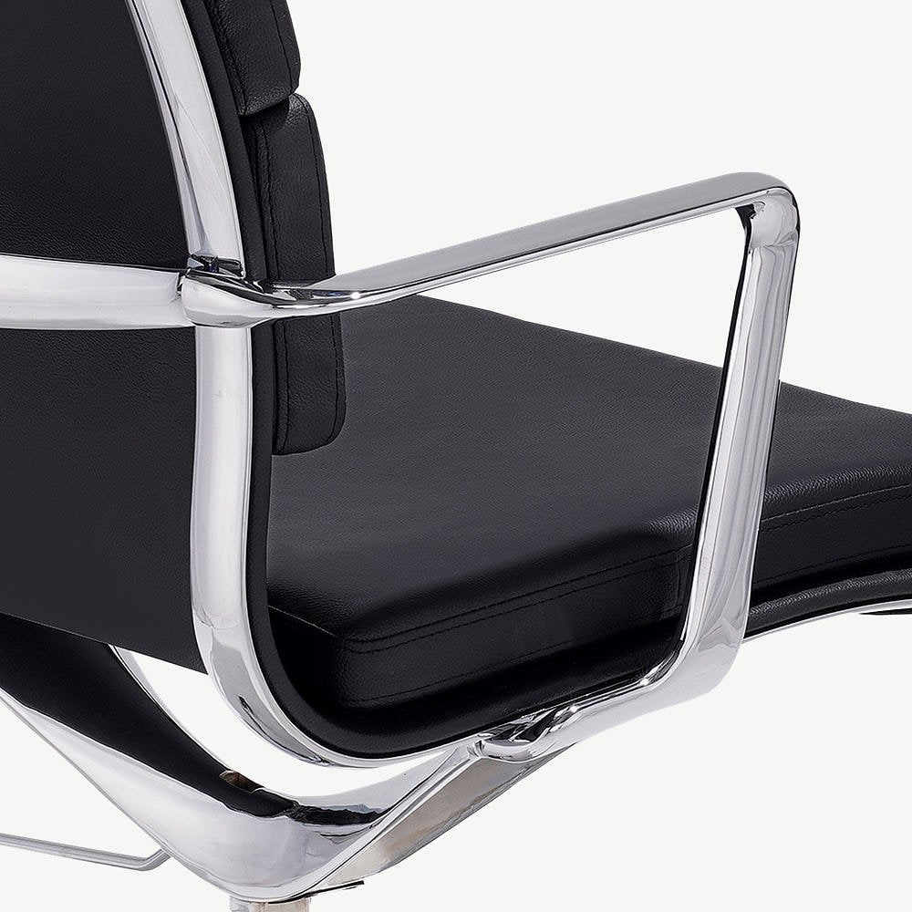 Maci Office Chair, Black Leather & Chrome