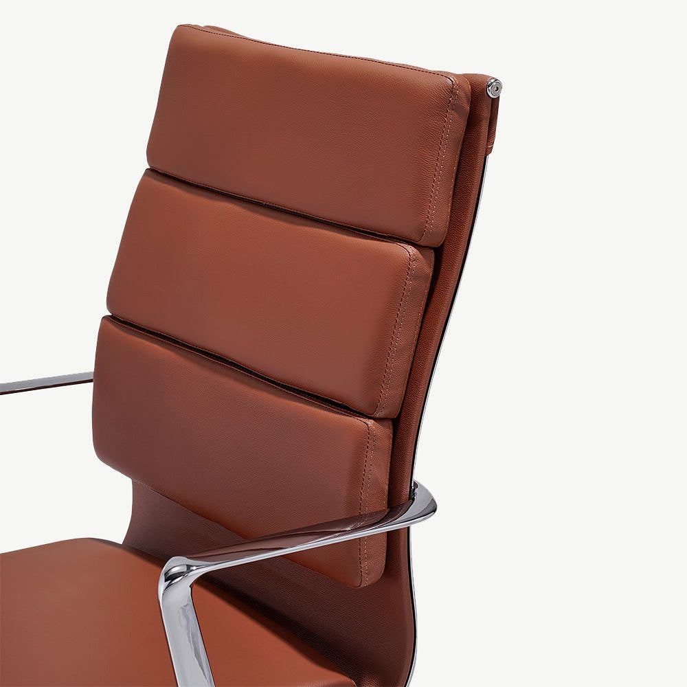 Maci Office Chair, Cognac Leather & Chrome