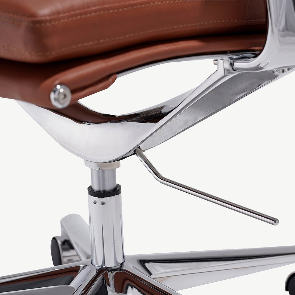 Maci Office Chair, Cognac Leather & Chrome