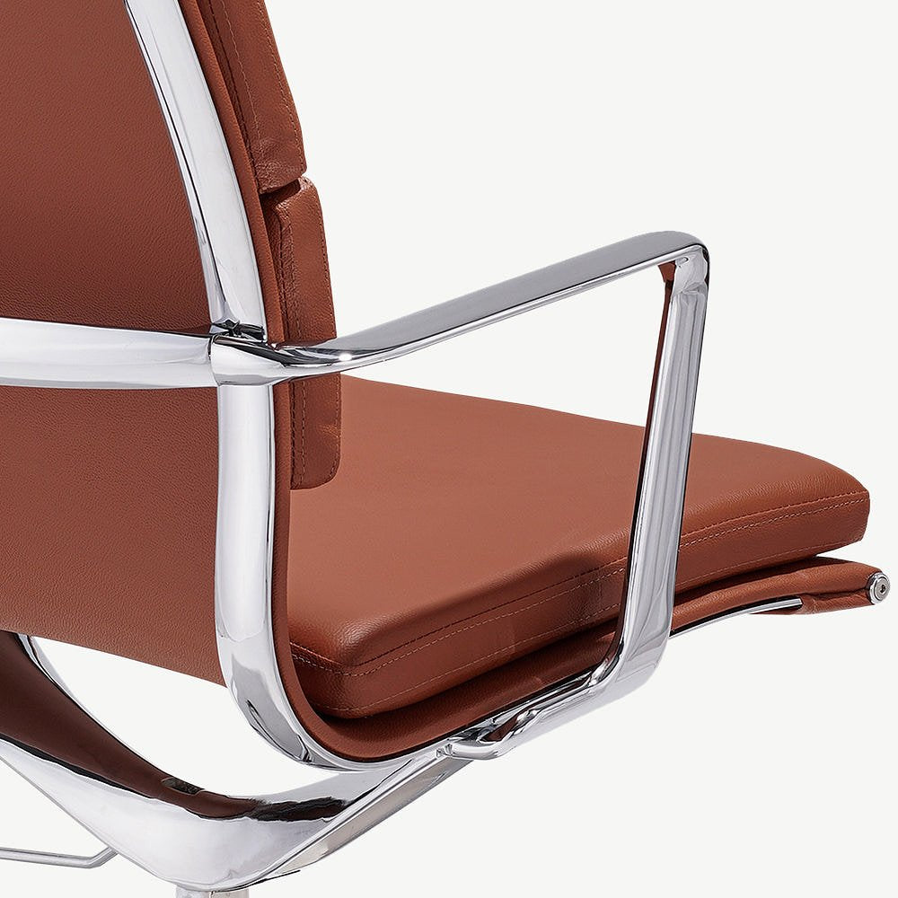 Maci Office Chair, Cognac Leather & Chrome