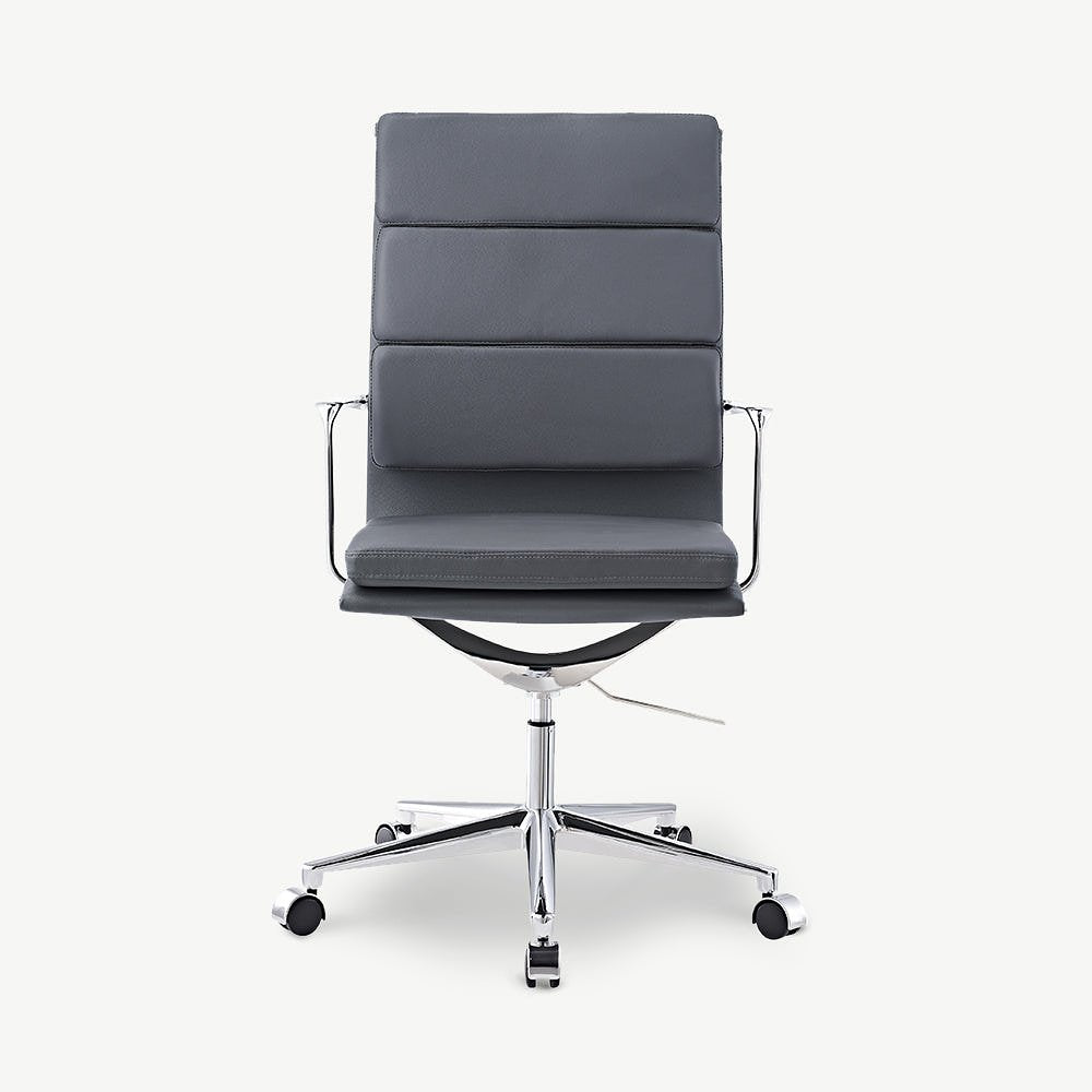 Maci Office Chair, Grey Leather & Chrome