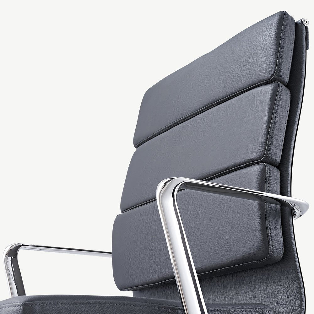 Maci Office Chair, Grey Leather & Chrome