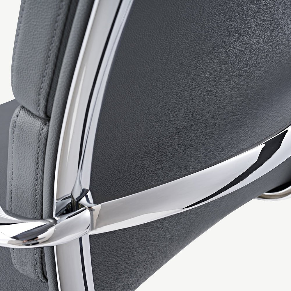Maci Office Chair, Grey Leather & Chrome