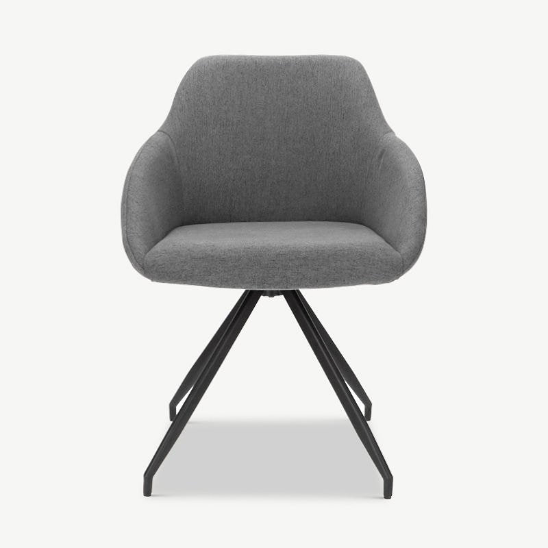 Marlow Swivel Dining Chair, Grey Fabric & Steel