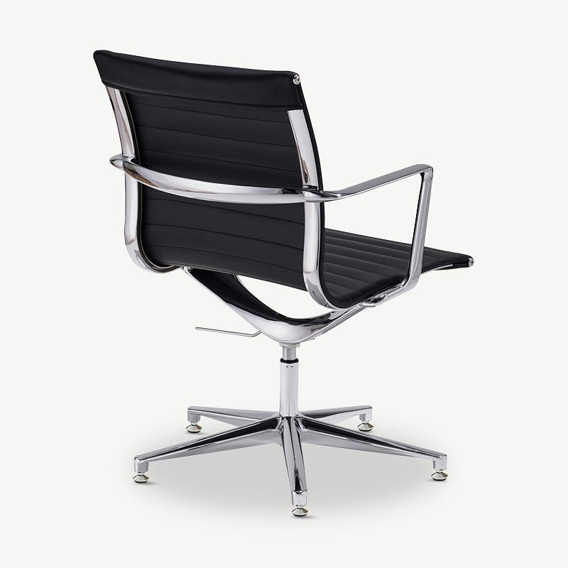 Mateo Conference Chair, Black Leather & Chrome