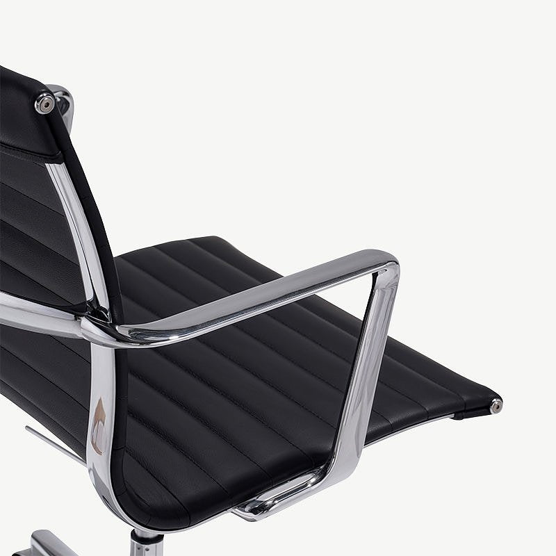 Mateo Conference Chair, Black Leather & Chrome