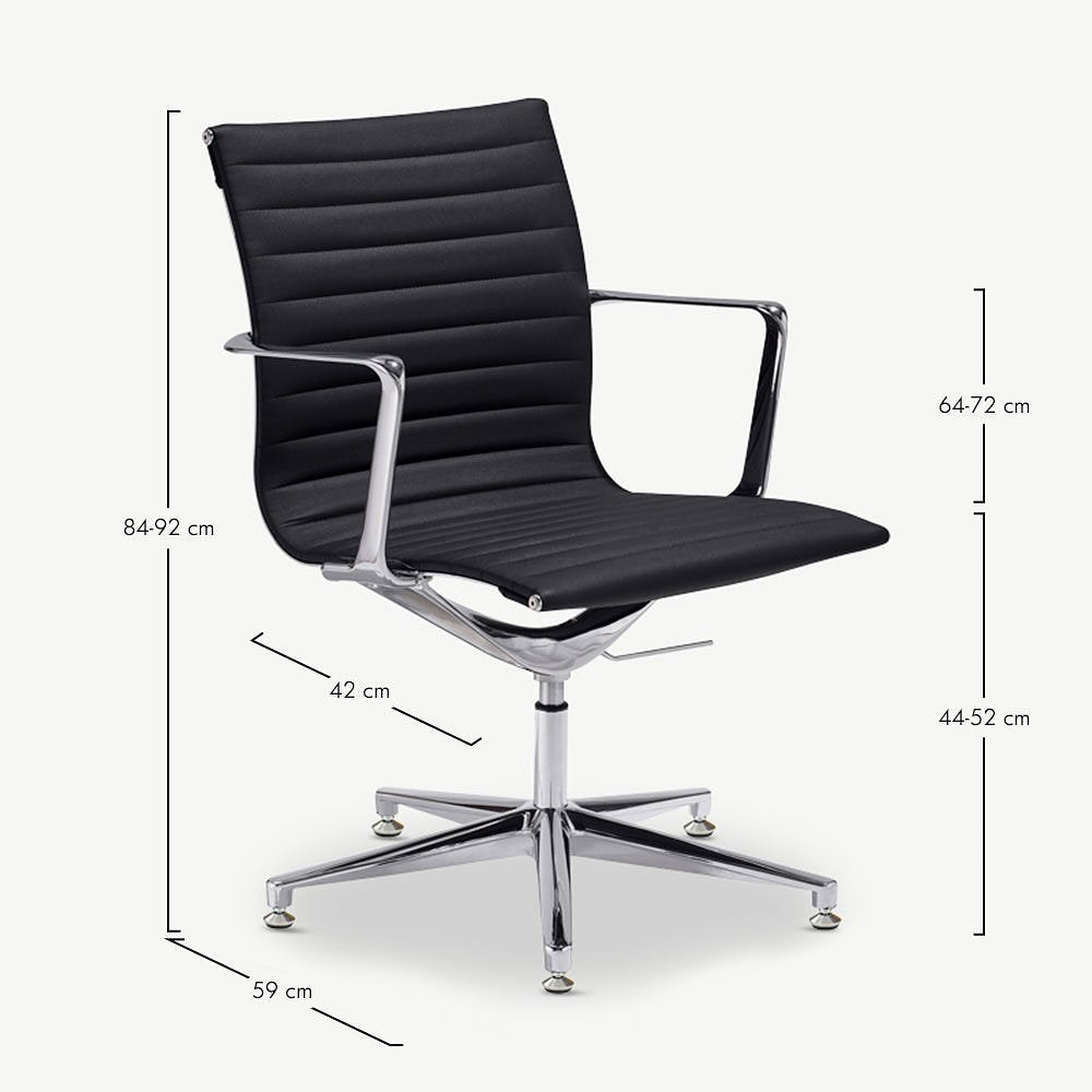 Mateo Conference Chair, Black Leather & Chrome