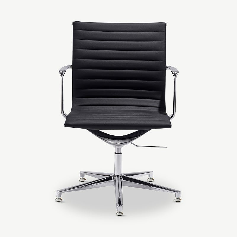 Mateo Conference Chair, Black PU-leather & Chrome