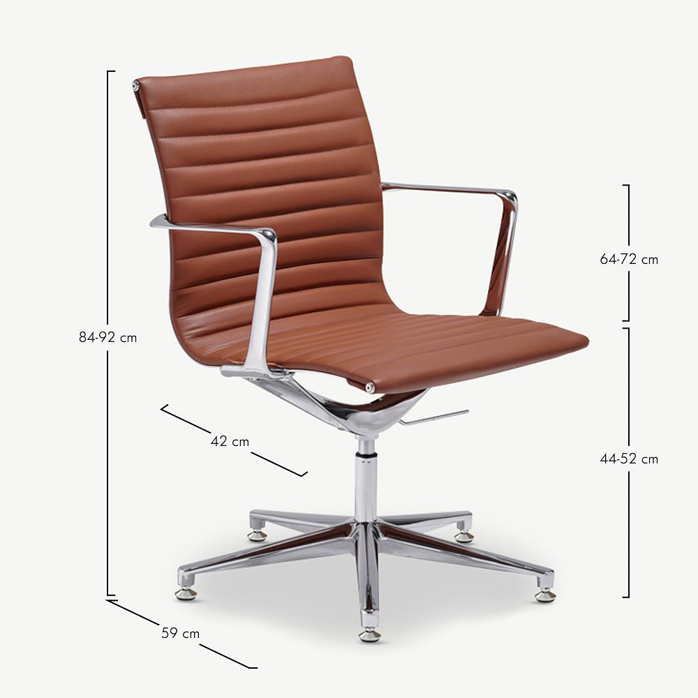 Mateo Conference Chair, Cognac Leather & Chrome