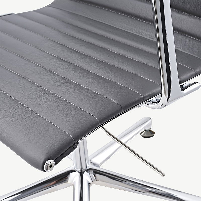 Mateo Conference Chair, Grey Leather & Chrome