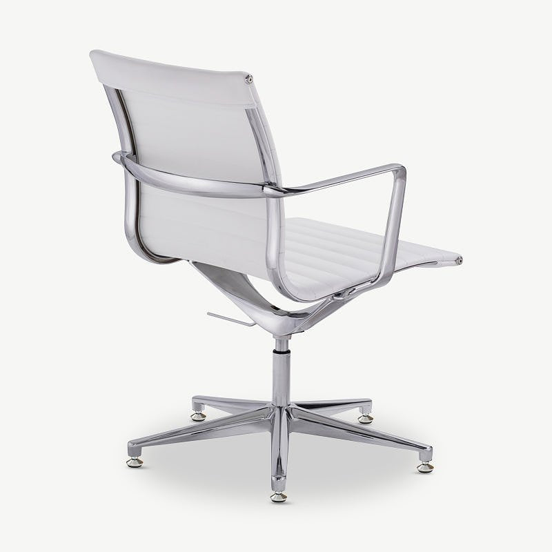Mateo Conference Chair, White Leather & Chrome