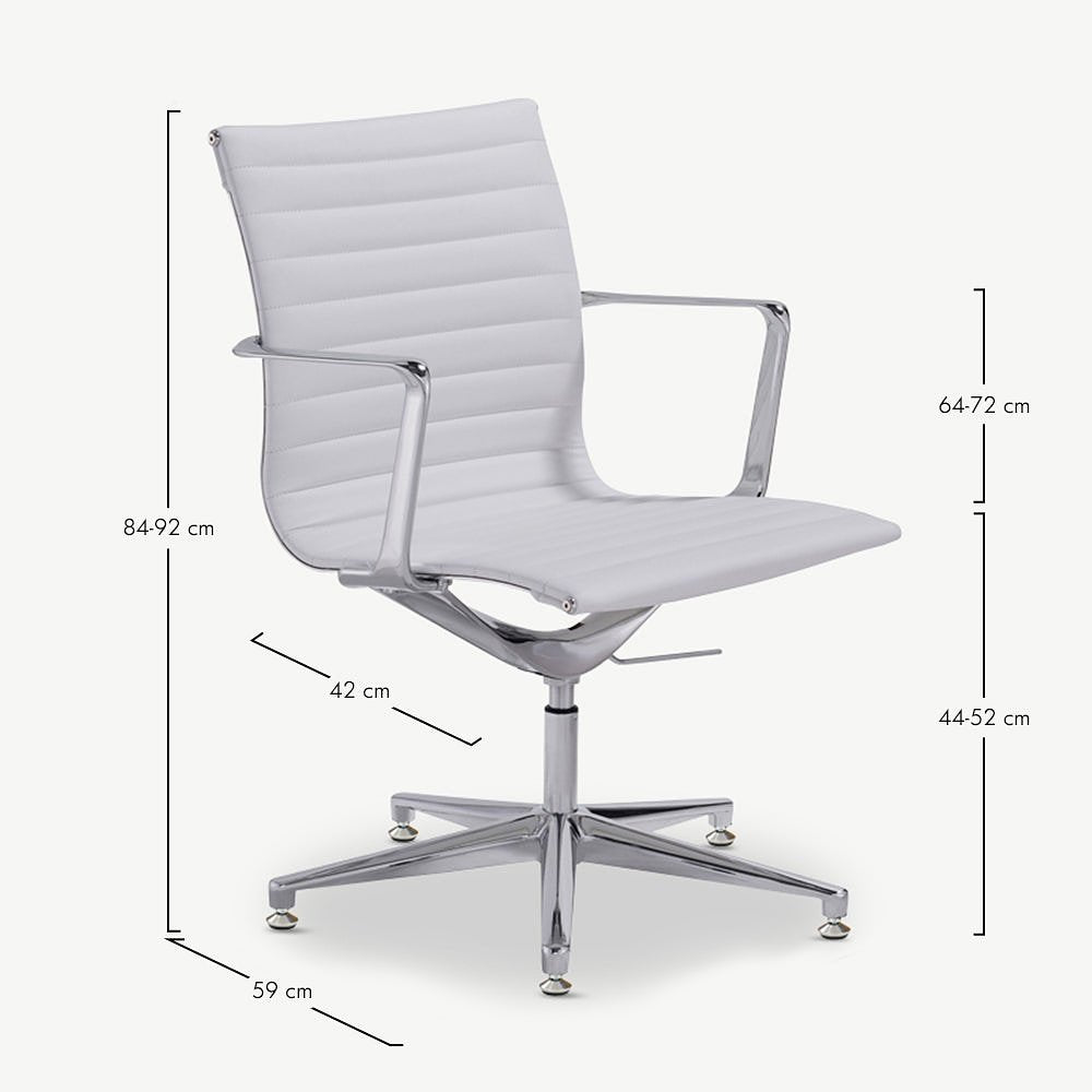 Mateo Conference Chair, White Leather & Chrome