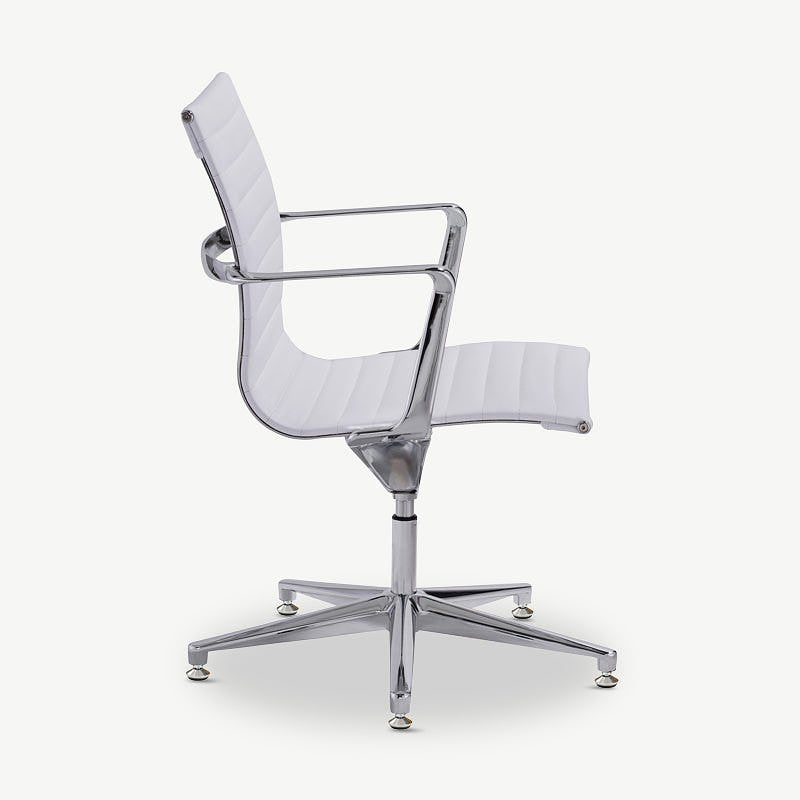 Mateo Conference Chair, White PU-leather & Chrome