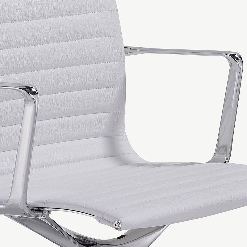 Mateo Conference Chair, White PU-leather & Chrome
