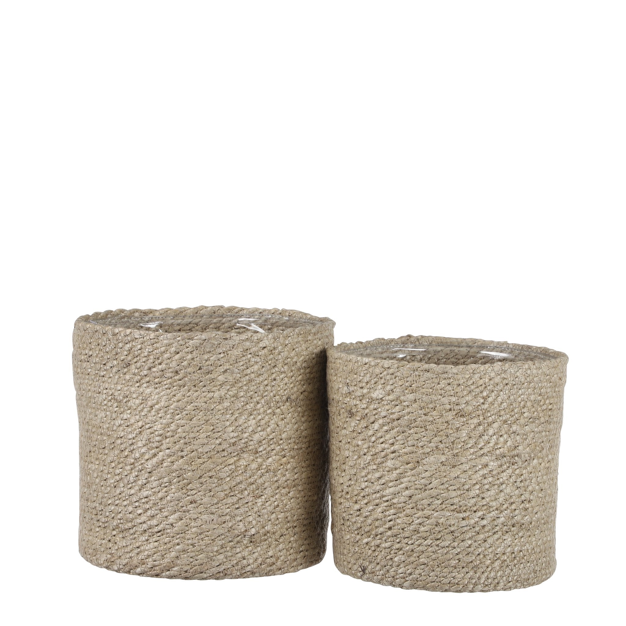 Mica Decorations Atlantic Plantenmand - Set van 2 - H20 x Ø20 cm - Jute - Crème