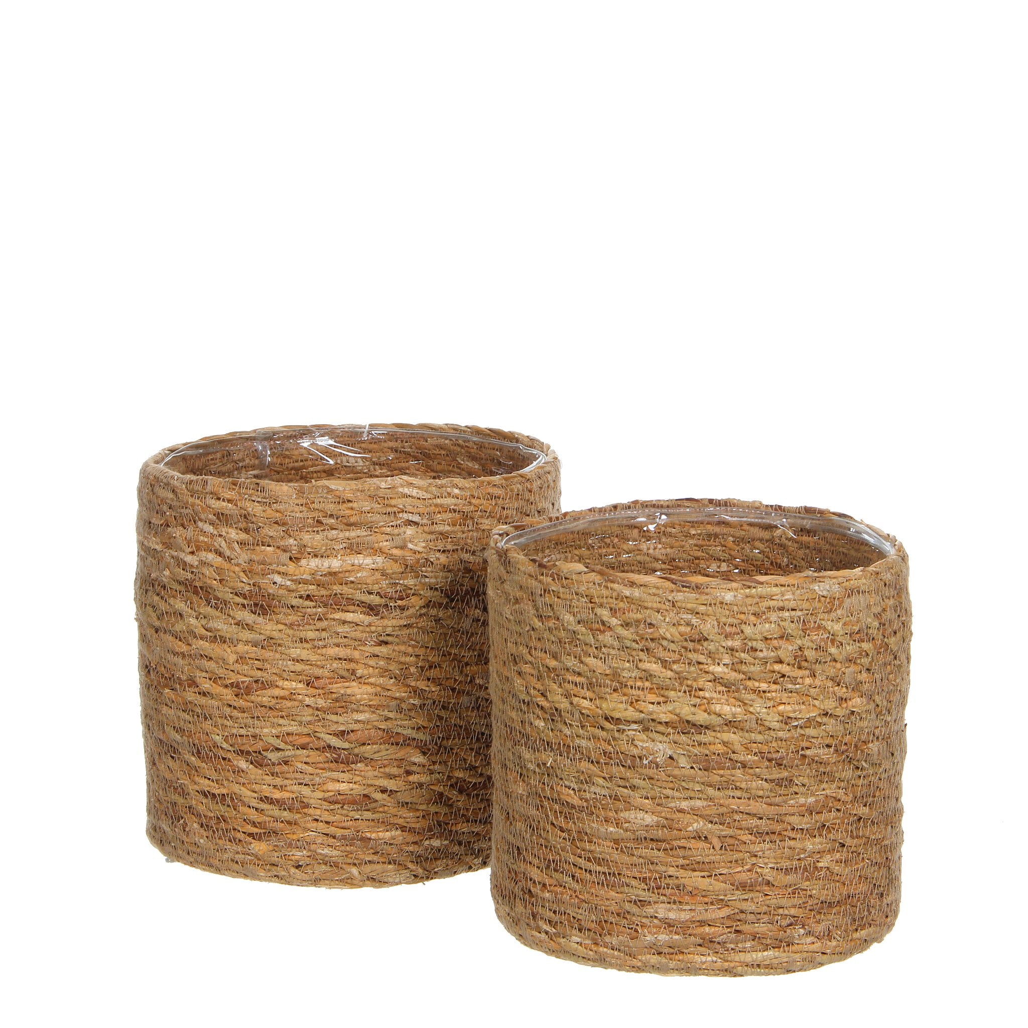 Mica Decorations Atlantic Plant Basket - Set of 2 - H20 x Ø20 cm - Seagrass - Light Brown