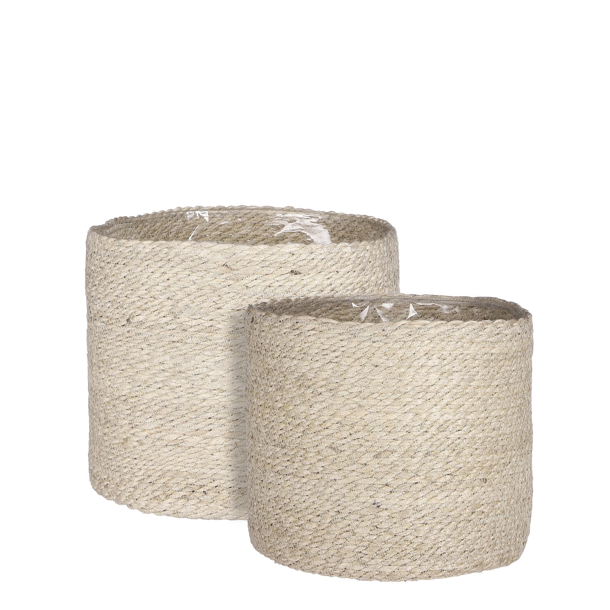 Mica Decorations Atlantic Plant Basket - Set of 2 - H26 x Ø30 cm - Cream