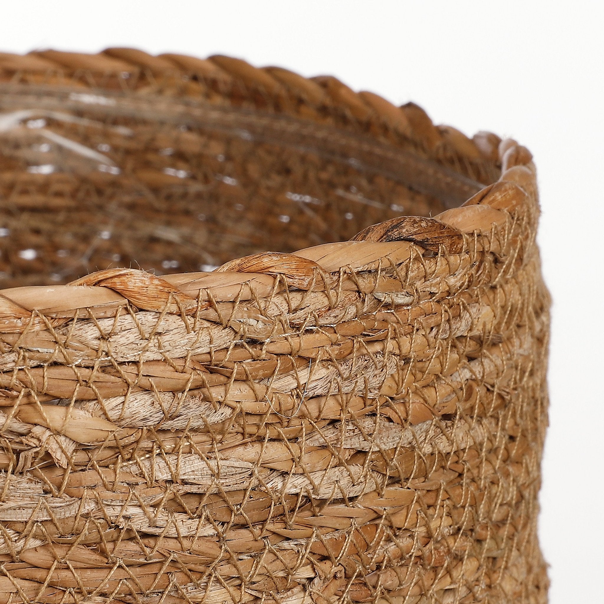 Mica Decorations Atlantic Plant Basket - Set of 3 - H16 x Ø16 cm - Seagrass - Light Brown