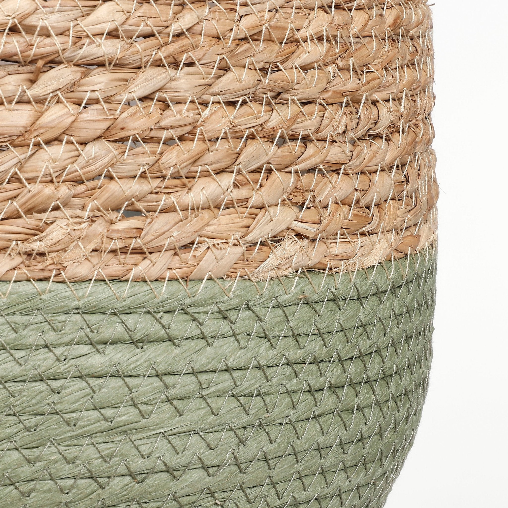 Mica Decorations Jorck Plant Basket - Set of 3 - H24 x Ø26 cm - Seagrass - Green
