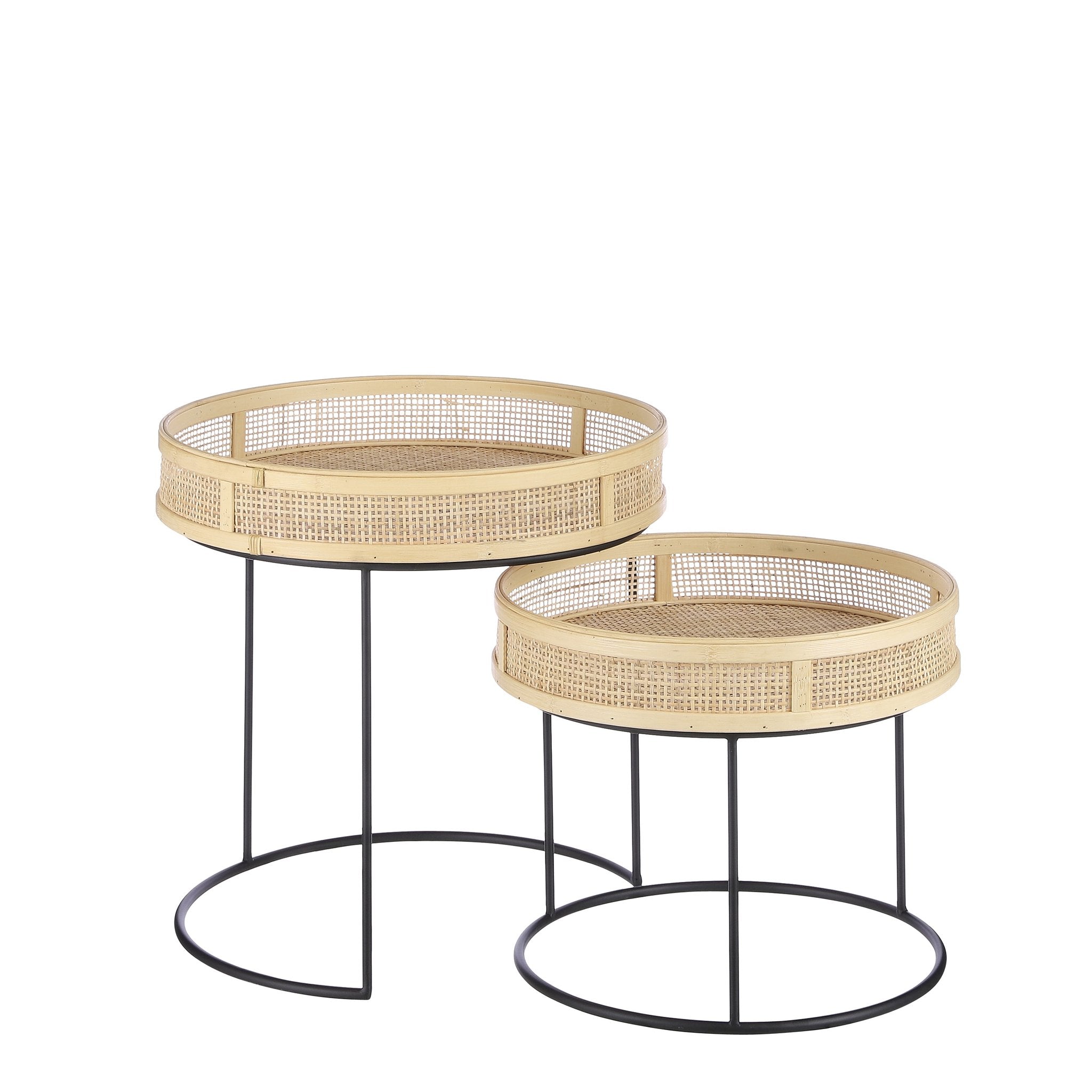 Mica Decorations Leandro Side Table - Set of 2 - H45 x Ø45 cm - Black