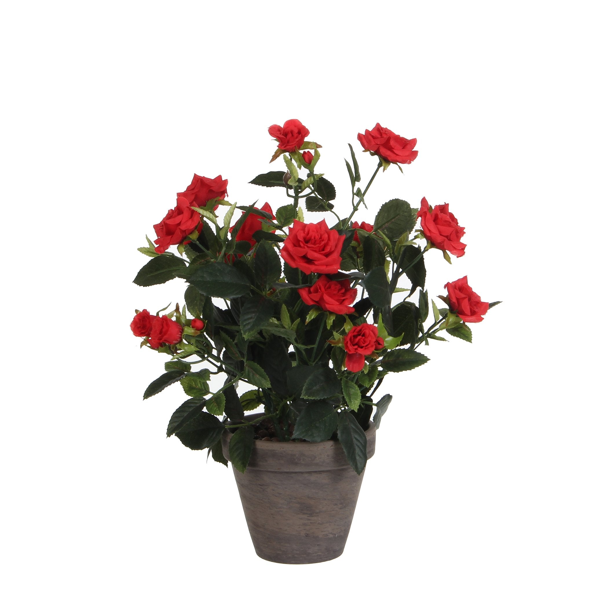 Mica Decorations Rosebush Artificial Plant in Pot - H33 x Ø25 cm - Red