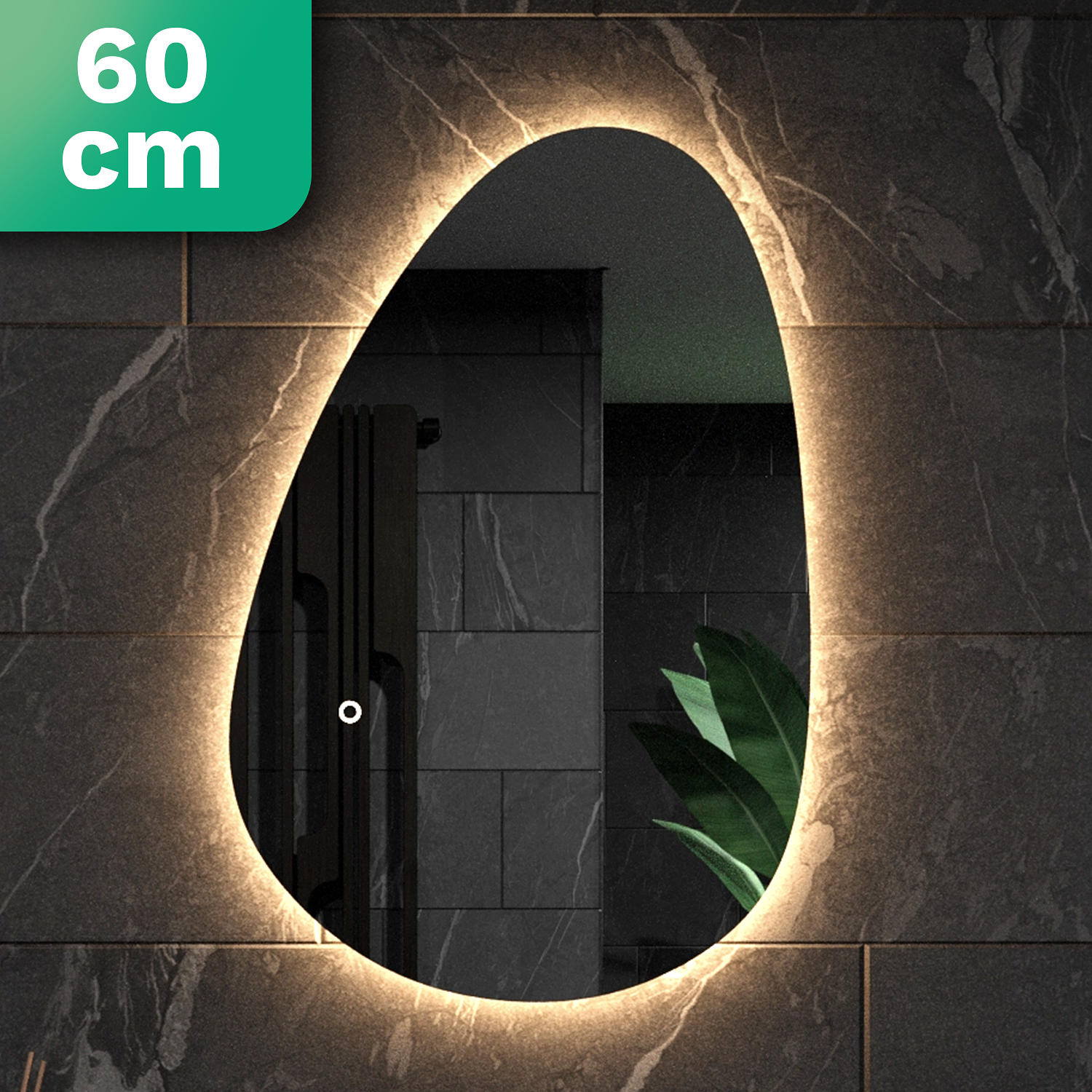 Mirlux Bathroom Mirror with LED Lighting - Asymmetrical wall mirror - Anti condensation - 90X60CM