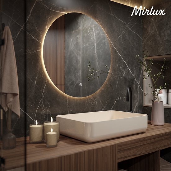 Mirlux Bathroom Mirror with LED Lighting - Round Wall Mirror - No condensation - 80X80CM
