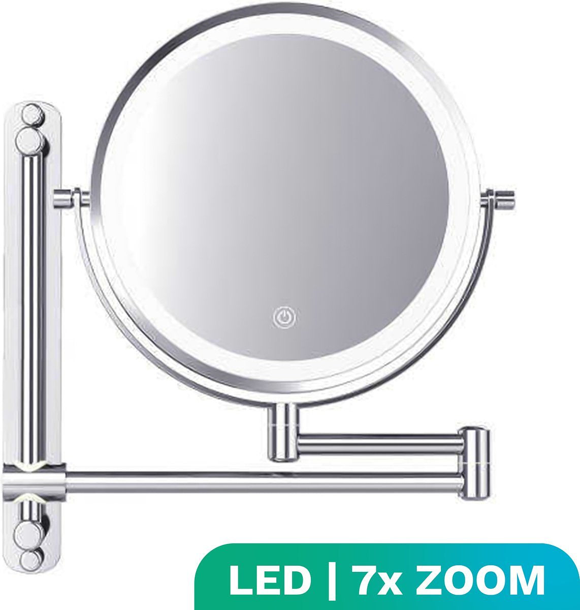 Mirlux Make Up Mirror with LED lighting - 7X Magnification - Wall Mirror Round - Chrome