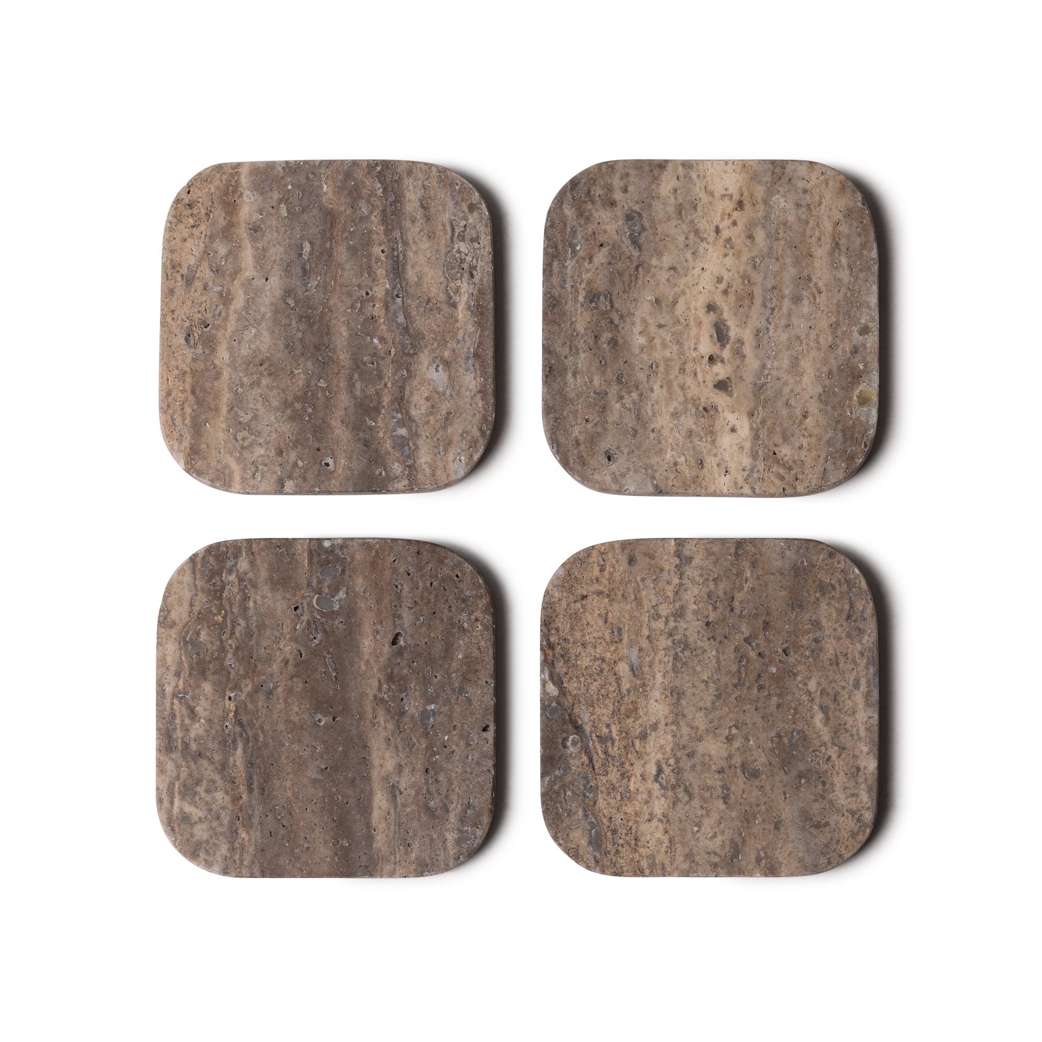 Mooisa Mooisa Onderzetter Organisch Titanium Travertine Set 4 Stuks