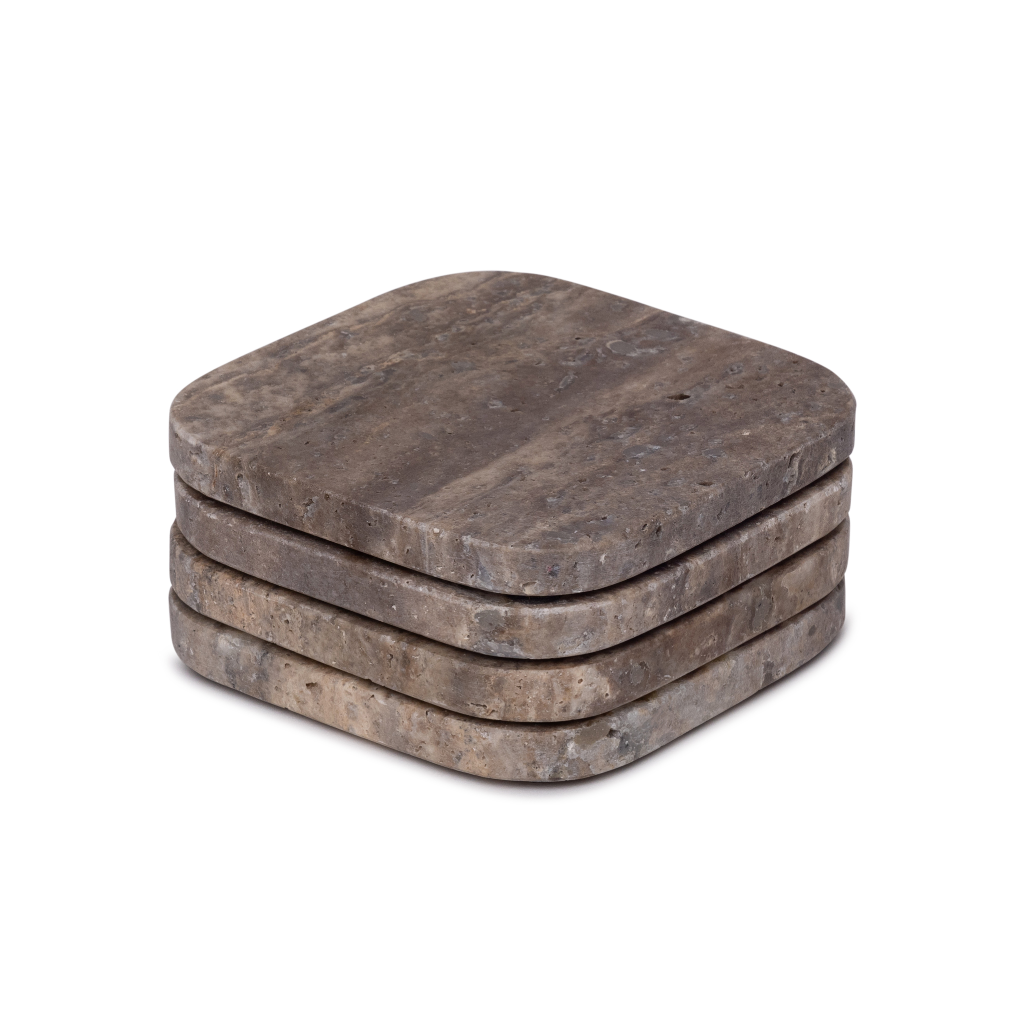 Mooisa Mooisa Onderzetter Organisch Titanium Travertine Set 4 Stuks