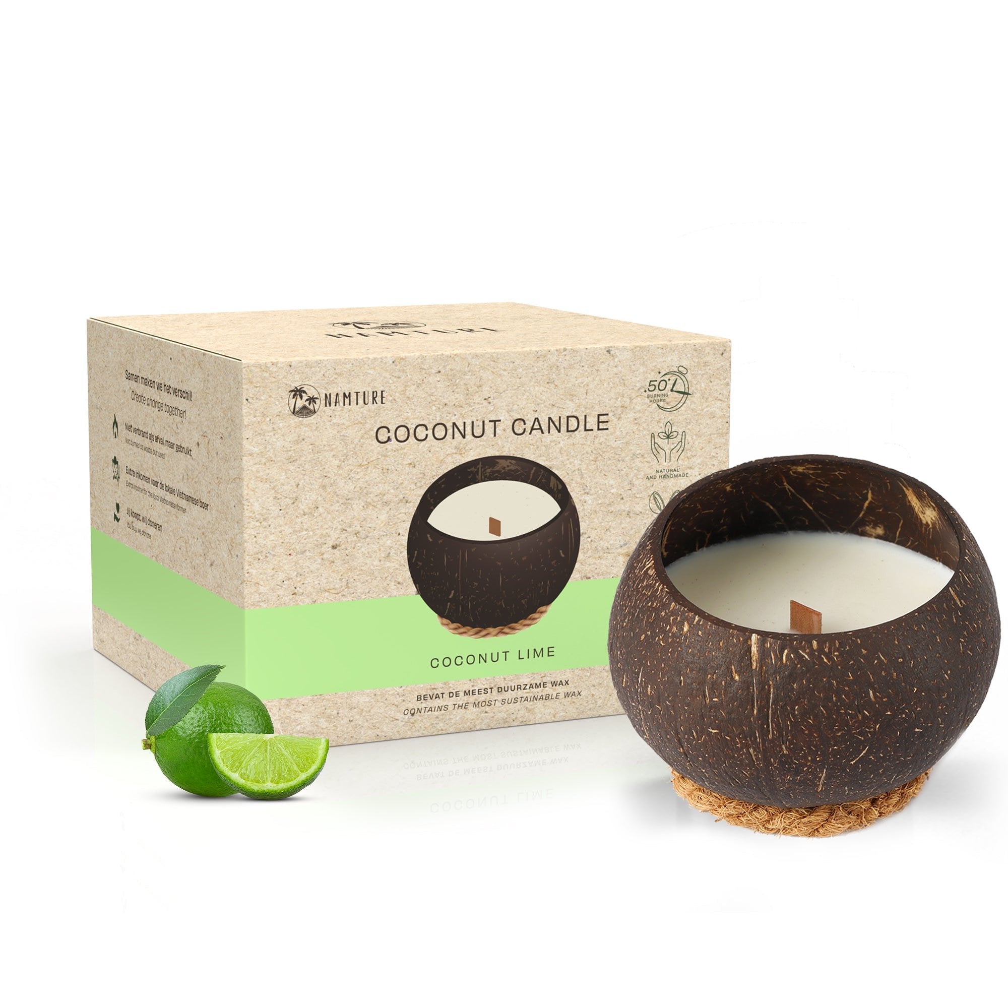NAMTURE Kokosnoot kaars Toasted Coconut 2 pack