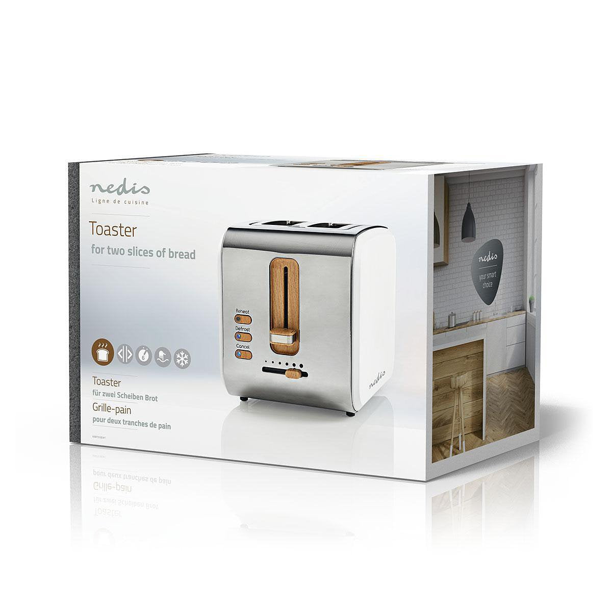 Nedis Broodrooster | 2 brede sleuven | Soft-touch | Wit