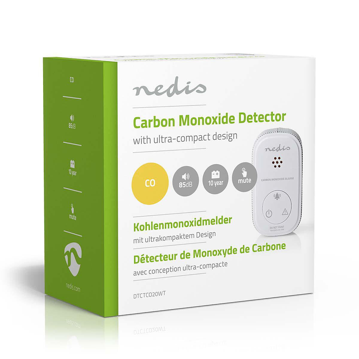 Nedis Koolmonoxidemelder | Klein Design | Sensor en Levensduur Batterij van 10 Jaar