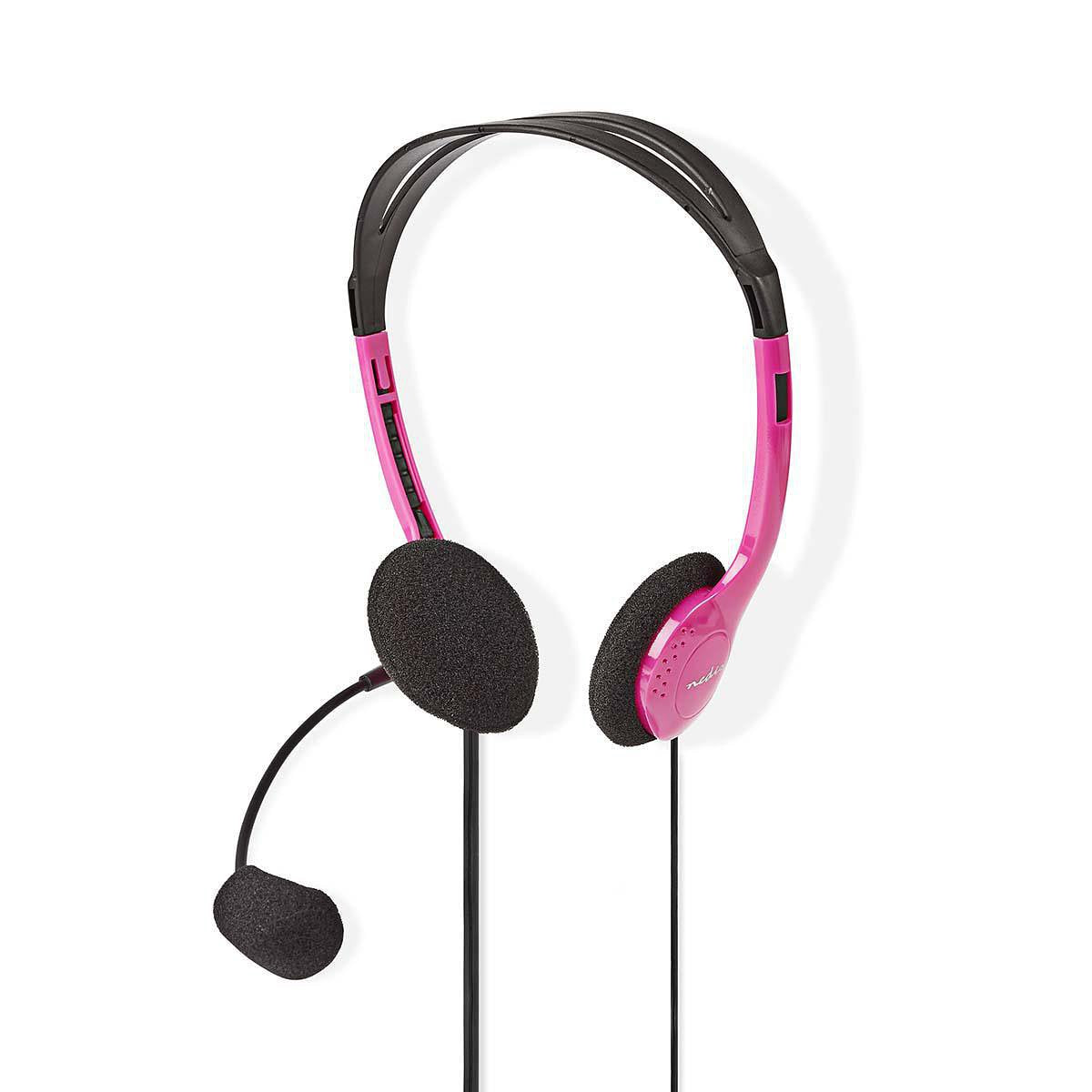 PC-Headset | On-Ear | 2x 3,5 mm Connectoren | 2,0 m | Roze Nedis