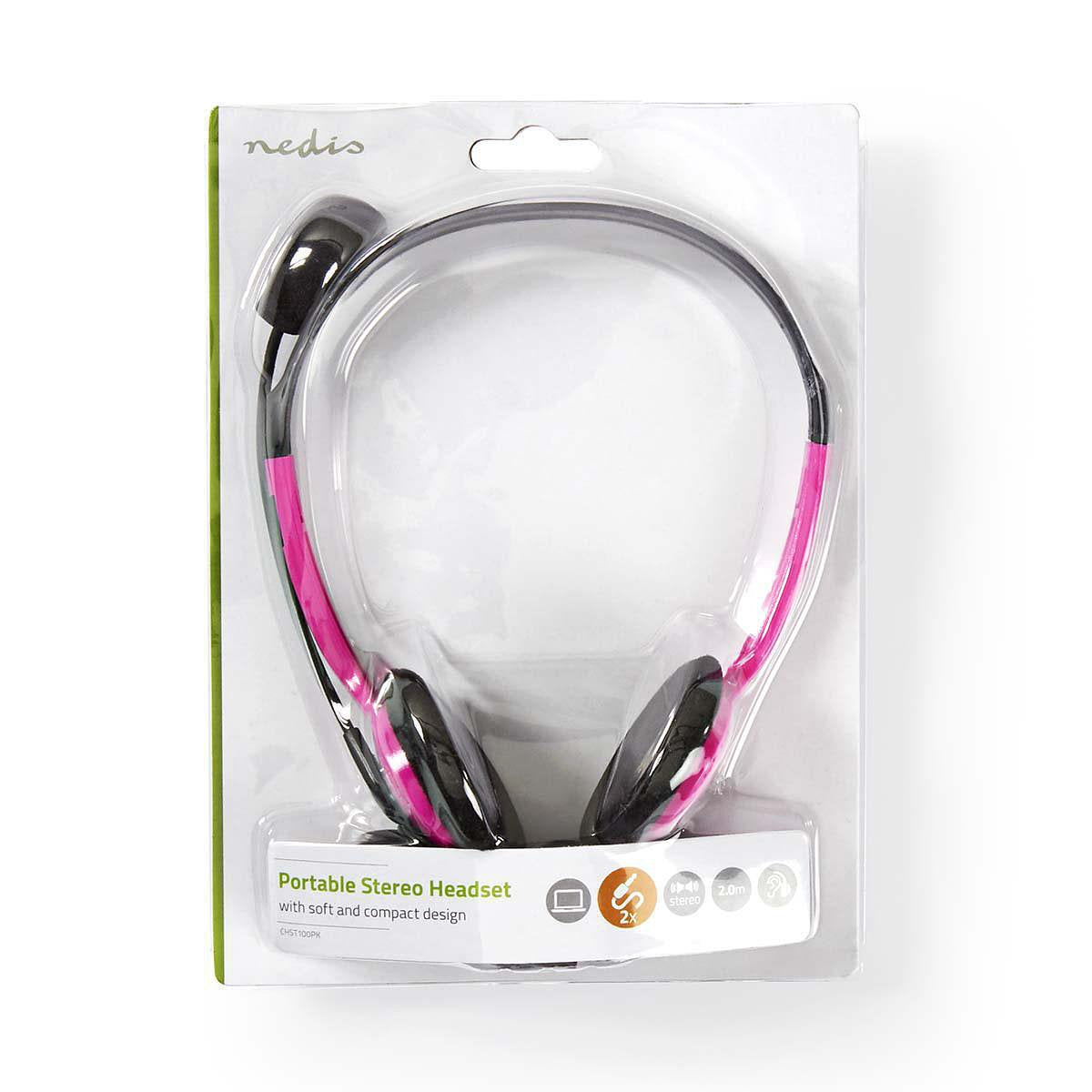 PC-Headset | On-Ear | 2x 3,5 mm Connectoren | 2,0 m | Roze Nedis