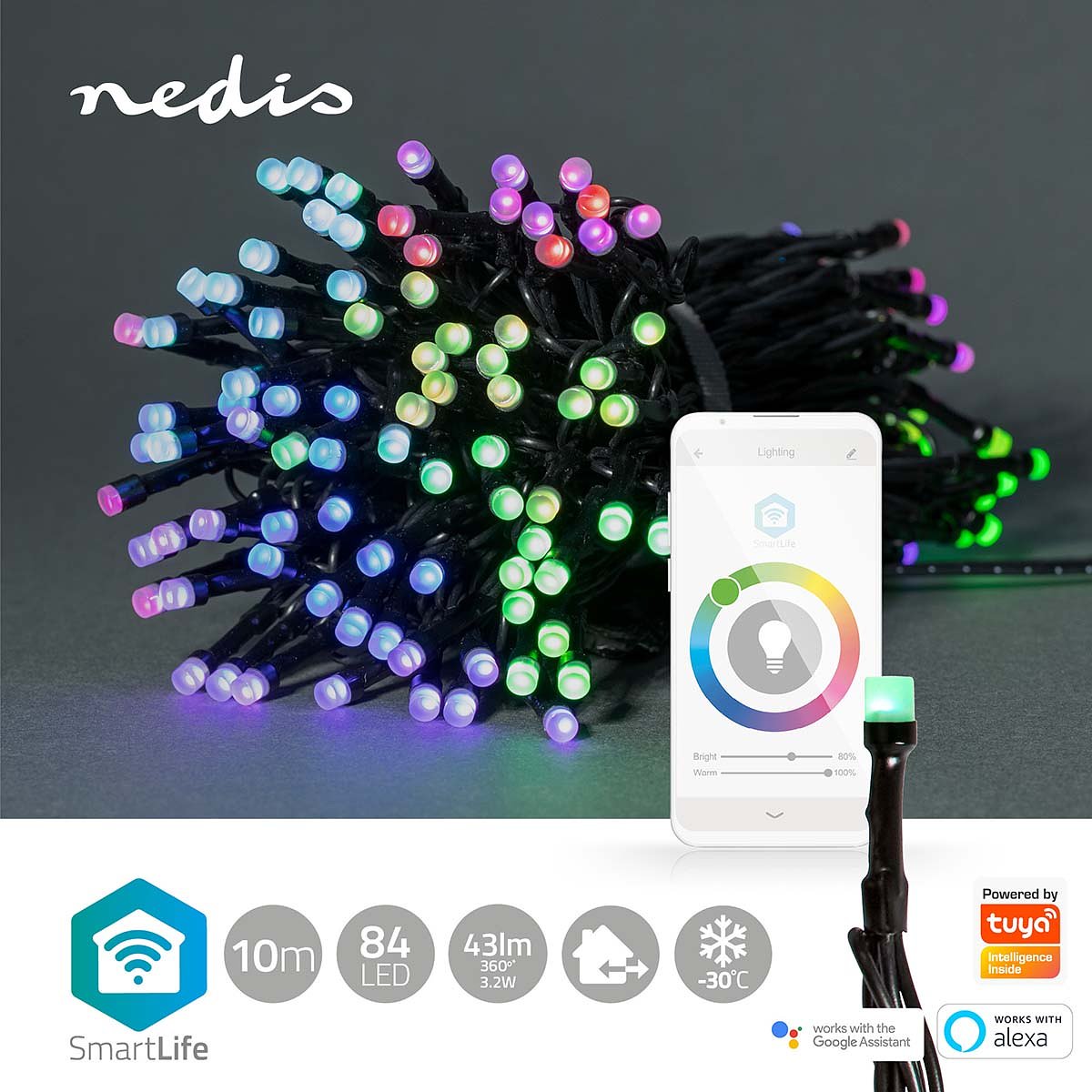 Nedis SmartLife Decoratieve LED | Wi-Fi | RGB | 84 LED's | 10.0 m | Android / IOS