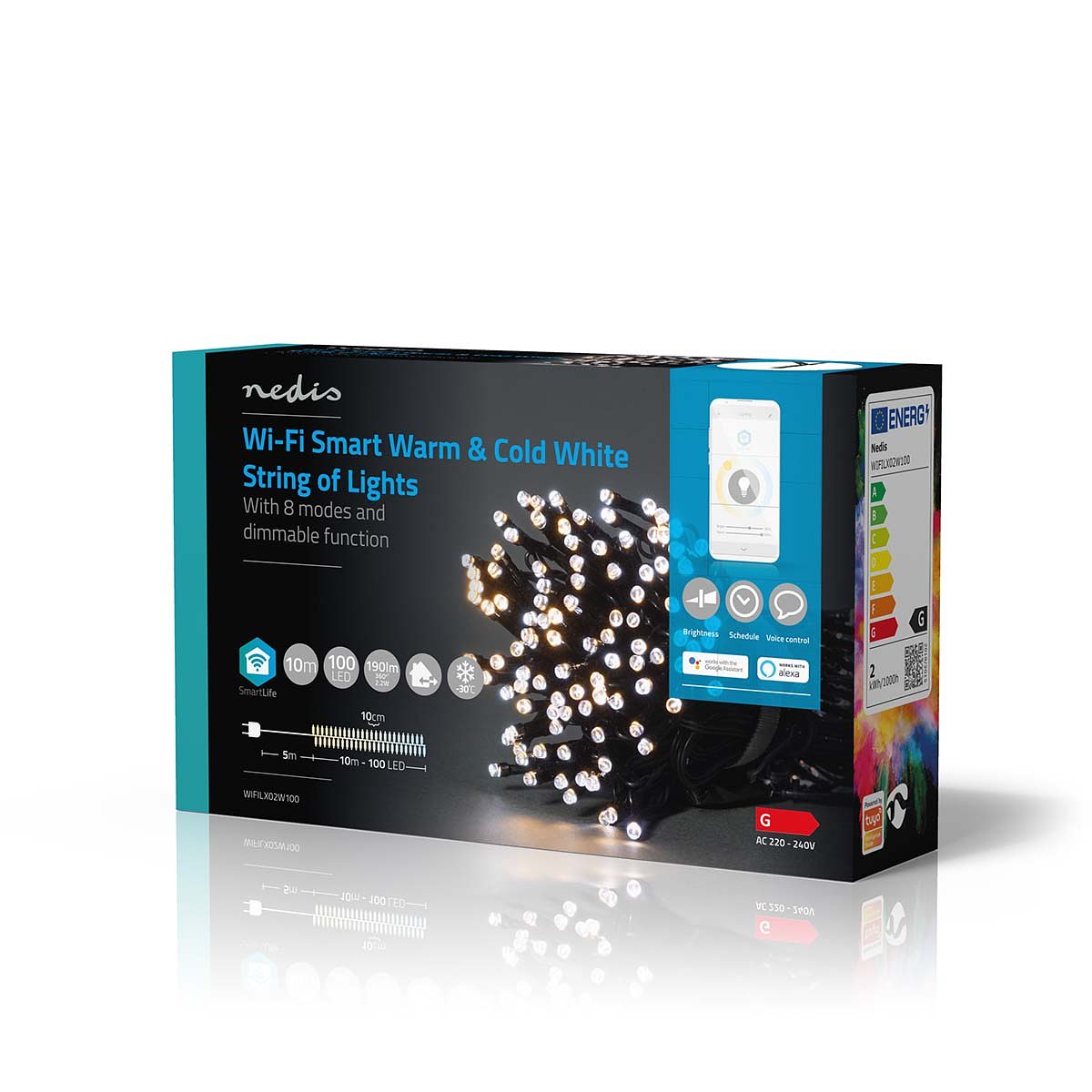 Nedis SmartLife Decoratieve LED | Wi-Fi | Warm tot koel wit | 100 LED's | 10.0 m | Android / IOS