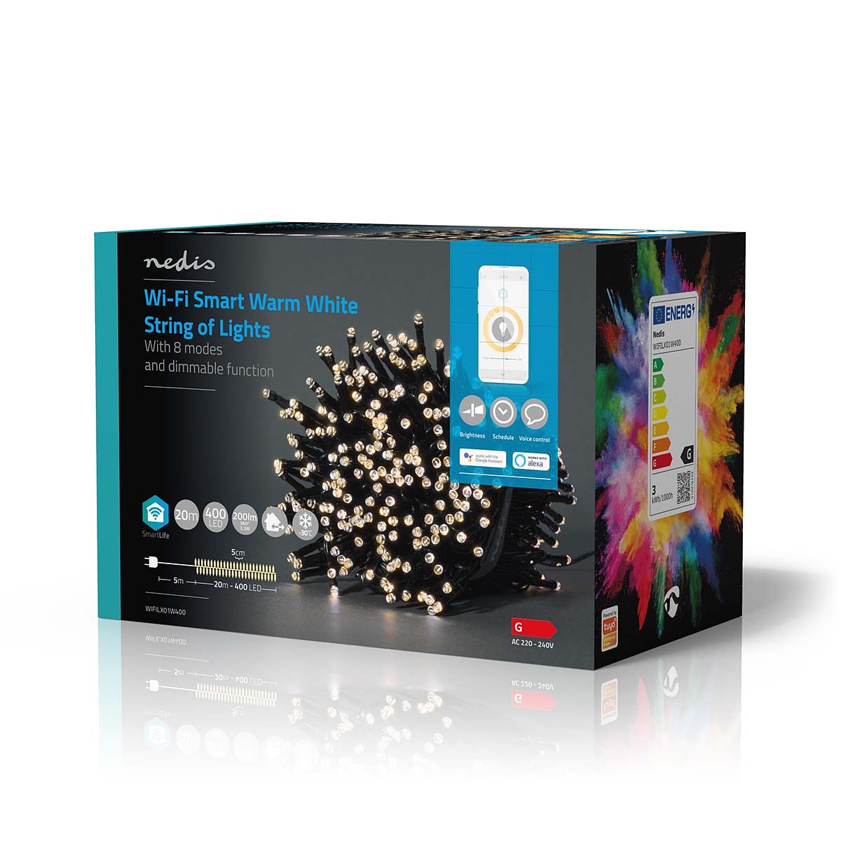 Nedis SmartLife Decoratieve LED | Wi-Fi | Warm Wit | 400 LED's | 20.0 m | Android / IOS